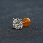 0.50 Carat Round Shape Solitaire Diamond Nose Pin | 14K Yellow Gold -Screw