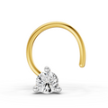 0.1 Carat  | 925 Sterling Silver Yellow Gold Plated 3 Prong Solitaire Nosepin