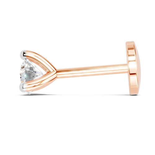 0.15 Carat Lab Grown Diamond Aurora Solitaire Nosepin | 14K Rose Gold (Screw)