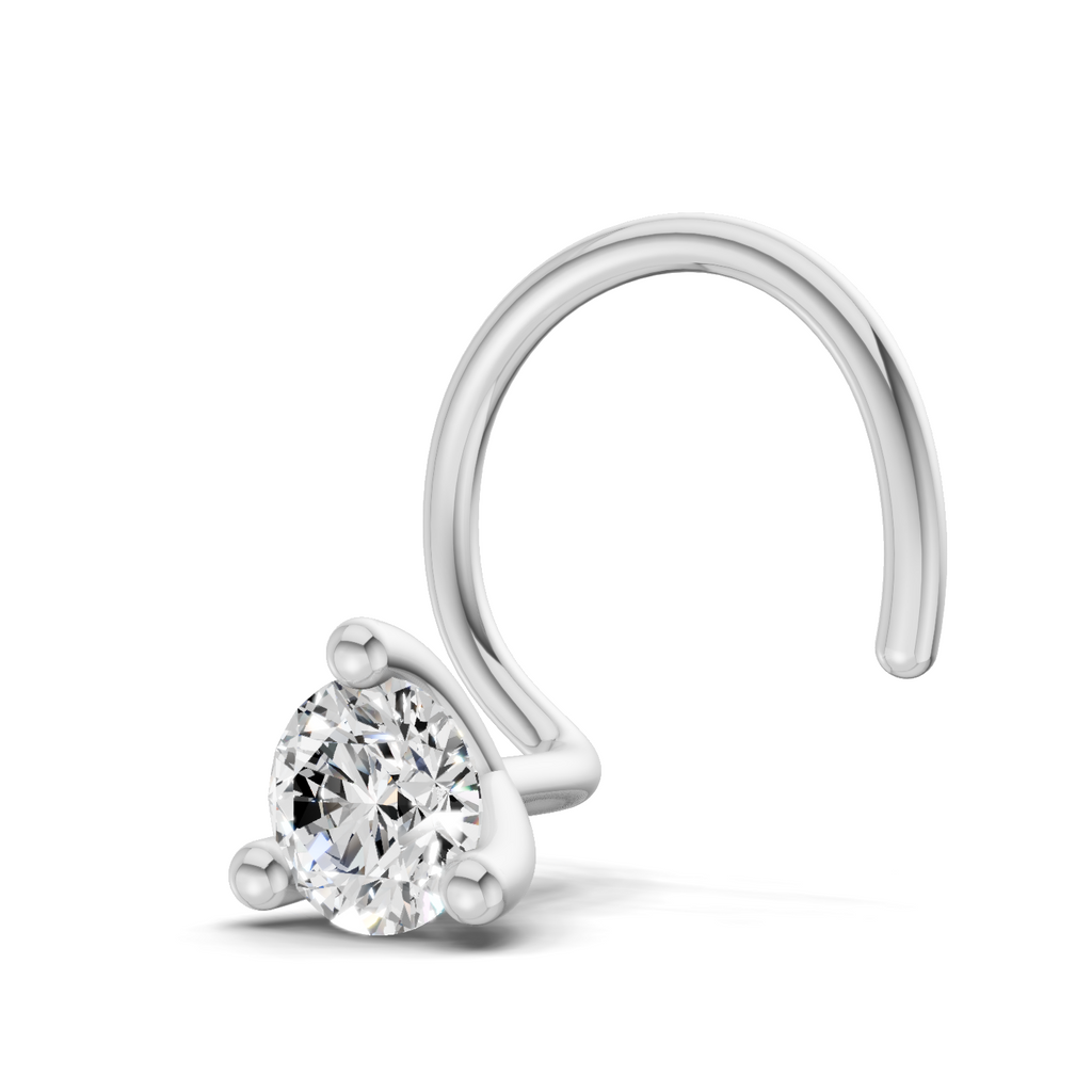 0.15 Carat Lab Grown Diamond Aurora Solitaire Nosepin | 14K White Gold (Wire)