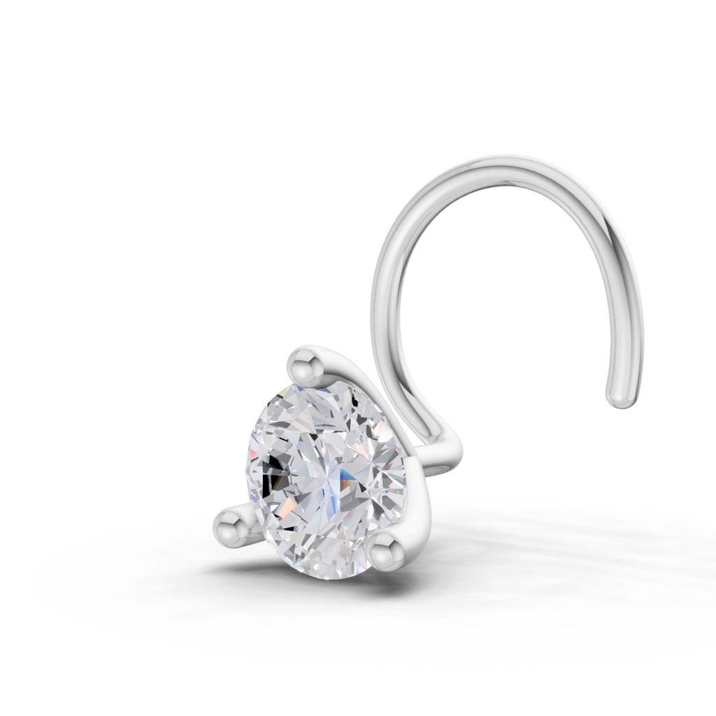 0.21 Ct Round Shape 3 Prong Solitaire Diamond Nose Pin | 14K Yellow Gold