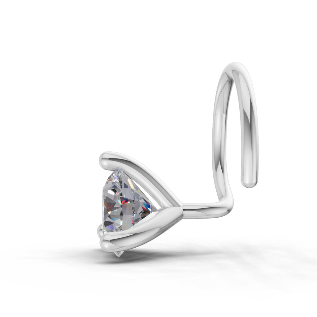 0.21 Ct Round Shape 3 Prong Solitaire Diamond Nose Pin | 14K Yellow Gold