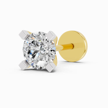 0.10 Carat Round Shape Solitaire Diamond Nose Pin | 14K Yellow Gold-Screw
