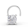 0.10 Ct Round Shape Solitaire Diamond Nose Pin | 14K White Gold