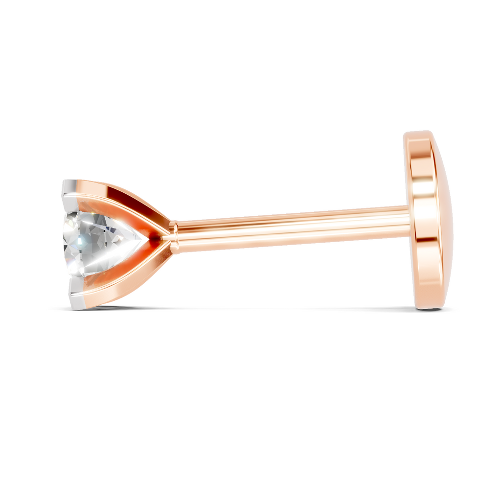 0.15 Carat Lab Grown Diamond classic crown Nosepin | 14K Rose Gold (Screw)