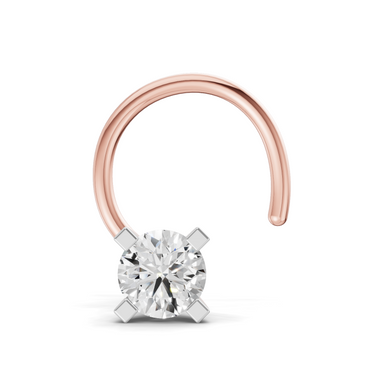 0.15 Carat Lab Grown Diamond classic crown Nosepin | 14K Rose Gold (Wire)