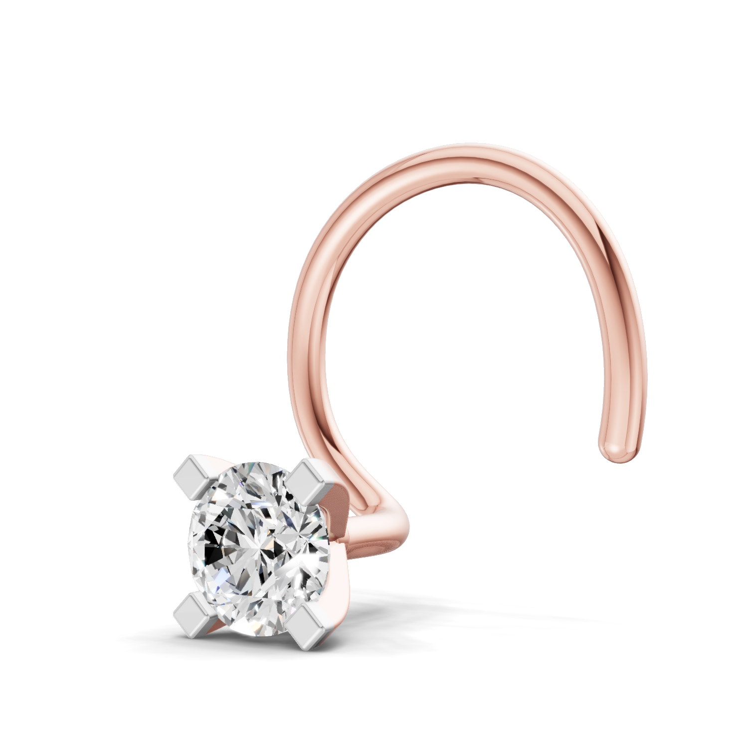 0.15 Carat Lab Grown Diamond classic crown Nosepin | 14K Rose Gold (Wire)