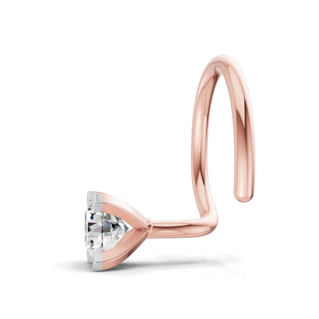 0.15 Carat Lab Grown Diamond classic crown Nosepin | 14K Rose Gold (Wire)
