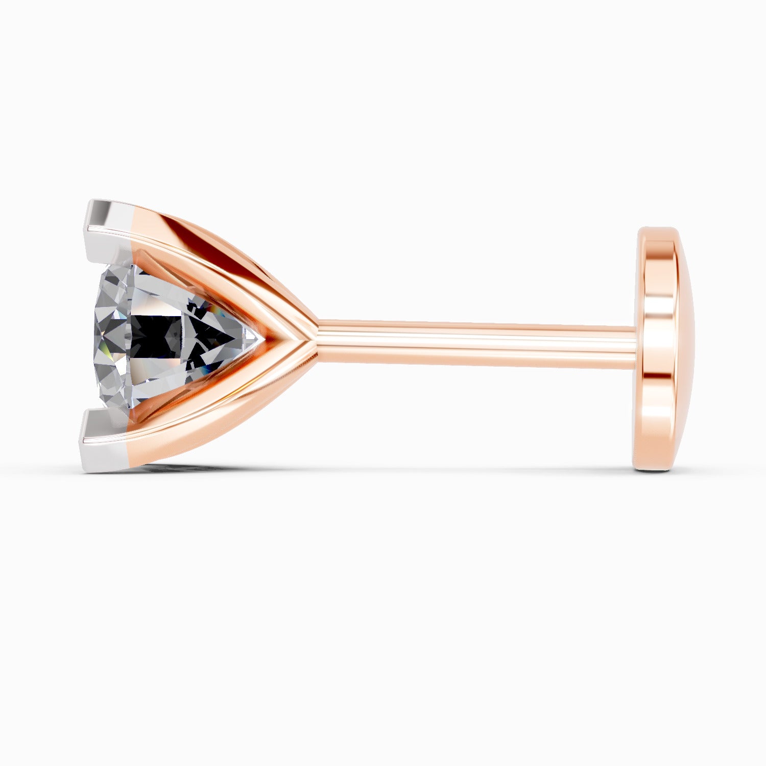 0.21 Carat Round Shape 4 Prong Solitaire Diamond Nose Pin | 14K Yellow Gold-Screw