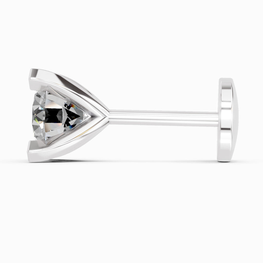 0.21 Carat Round Shape 4 Prong Solitaire Diamond Nose Pin | 14K Yellow Gold-Screw