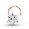 0.10 Ct Round Shape 6 Prong Solitaire Diamond Nose Pin | 14K Rose Gold