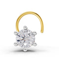 0.10 Ct Round Shape 6 Prong Solitaire Diamond Nose Pin | 14K Yellow Gold