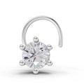 0.15 Ct Round Shape Solitaire Diamond Nose Pin | 14K White Gold