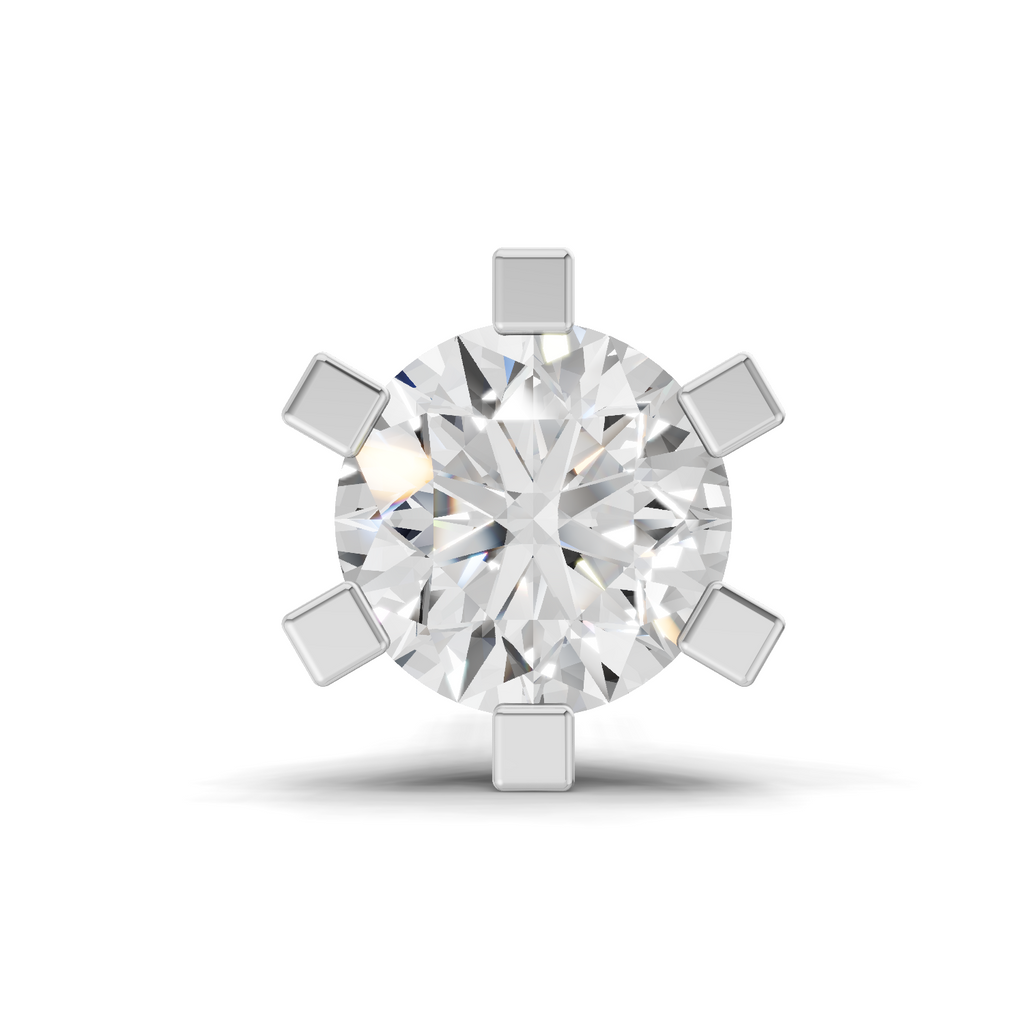 0.21 Carat Lab Grown Diamond classic 6-Prong Solitaire Nosepin | 14K White Gold (Screw)