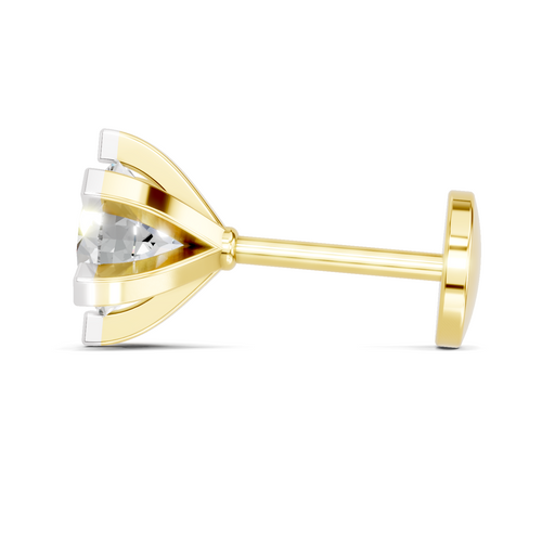 0.21 Carat Lab Grown Diamond classic 6-Prong Solitaire Nosepin | 14K Yellow Gold (Screw)