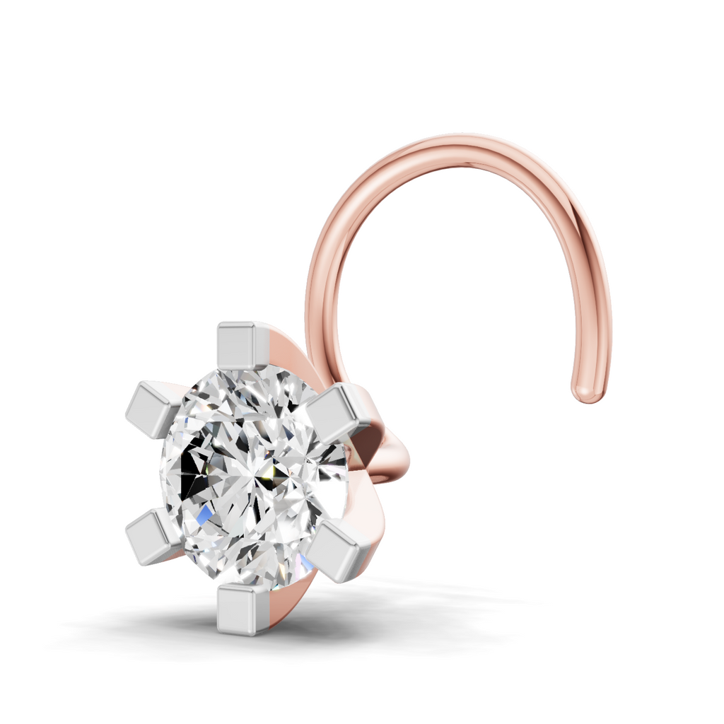0.21 Carat Lab Grown Diamond classic 6-Prong Solitaire Nosepin | 14K Rose Gold (Wire)