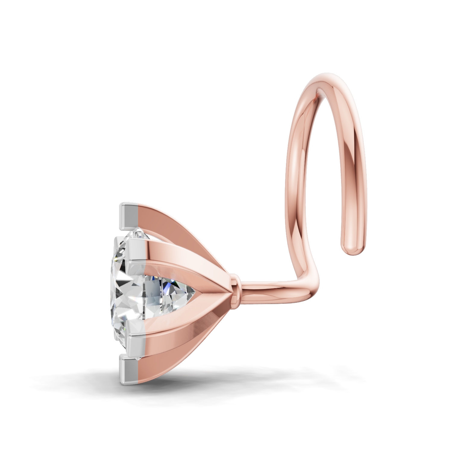 0.21 Carat Lab Grown Diamond classic 6-Prong Solitaire Nosepin | 14K Rose Gold (Wire)