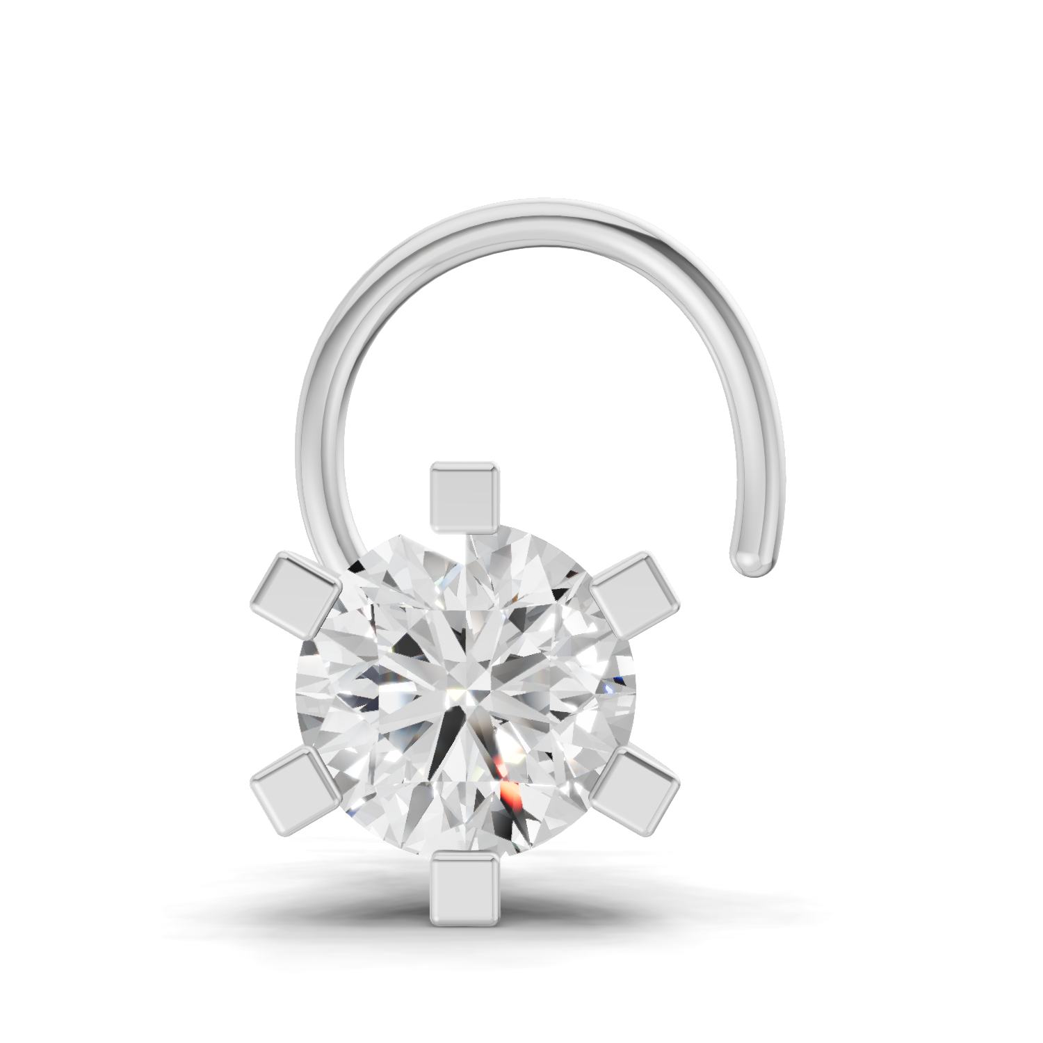 0.21 Carat Lab Grown Diamond classic 6-Prong Solitaire Nosepin | 14K White Gold (Wire)