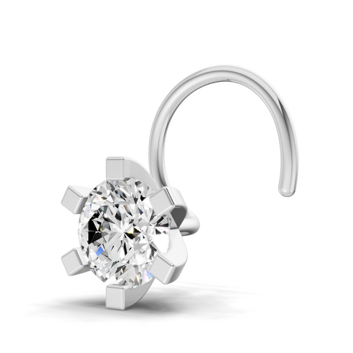 0.21 Carat Lab Grown Diamond classic 6-Prong Solitaire Nosepin | 14K White Gold (Wire)