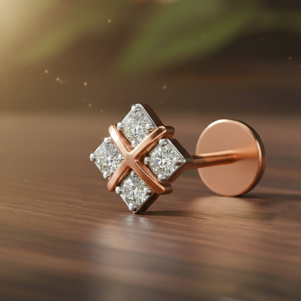 Floral Nosepin 0.06 Ct | 14Kt White Gold