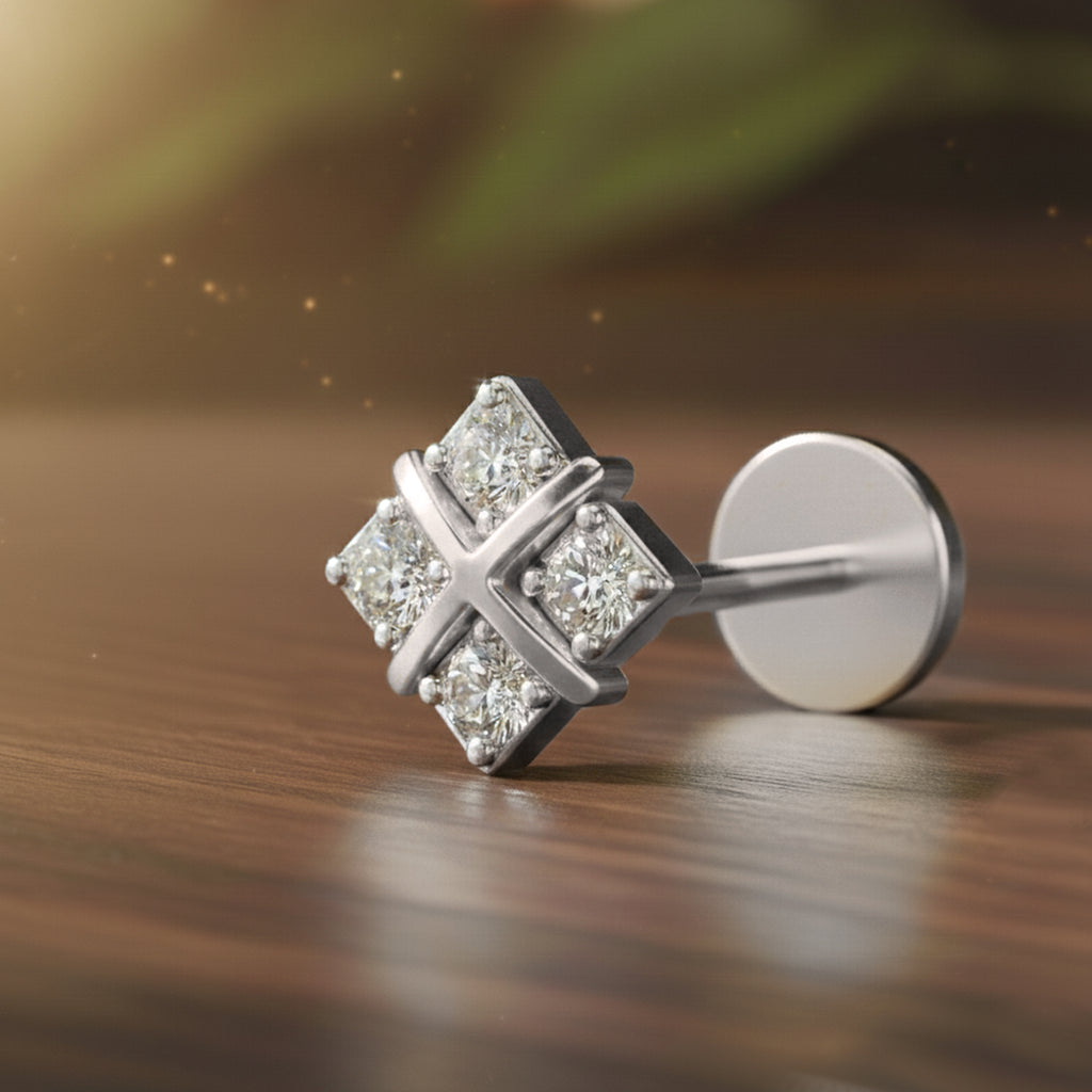 Floral Nosepin 0.06 Ct | 14Kt White Gold