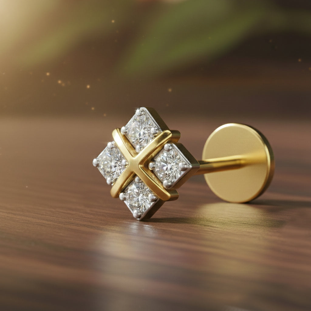 Floral Nosepin 0.06 Ct | 14Kt White Gold
