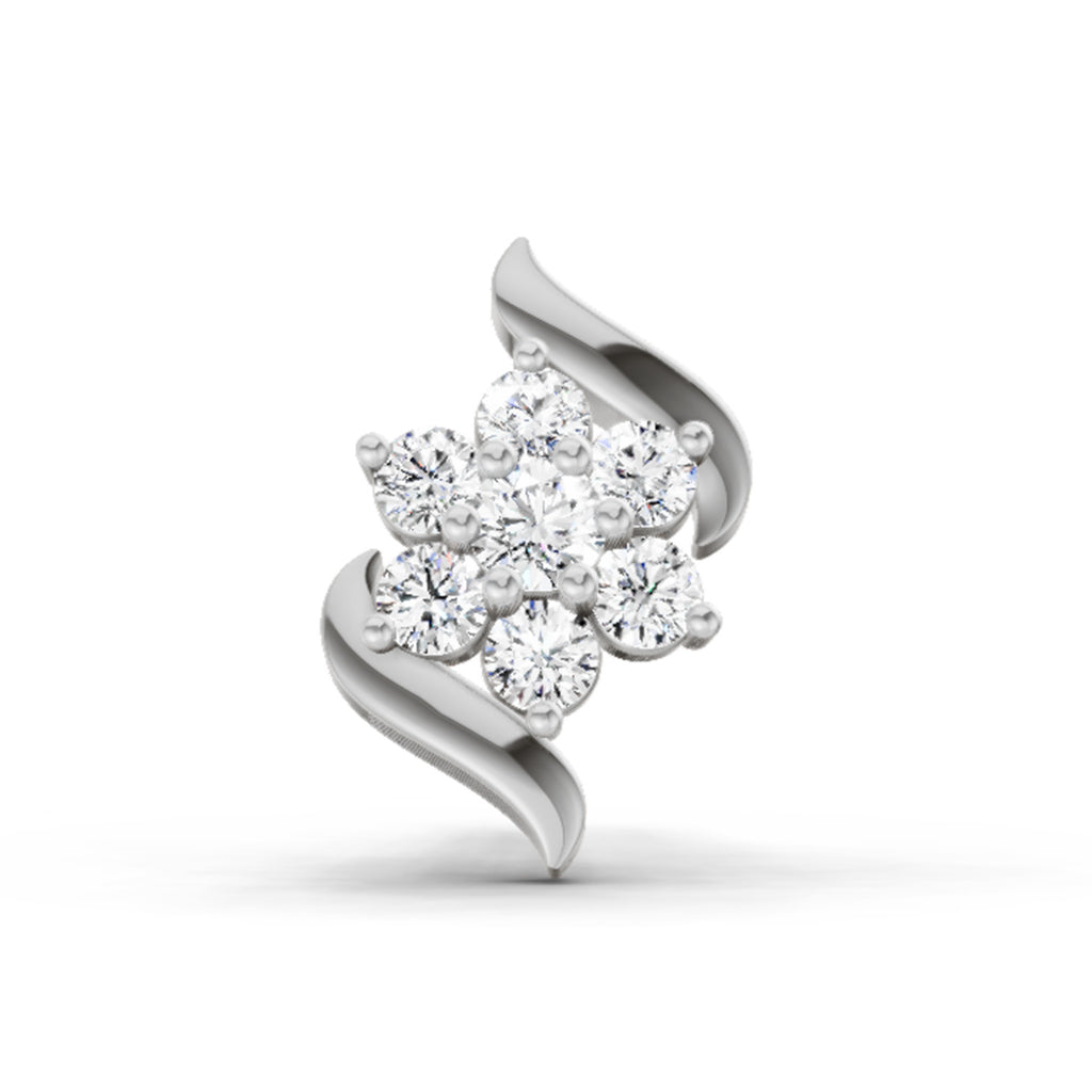 0.07 Ct Swirl Nose Pin Round Shape | 14K Yellow Gold