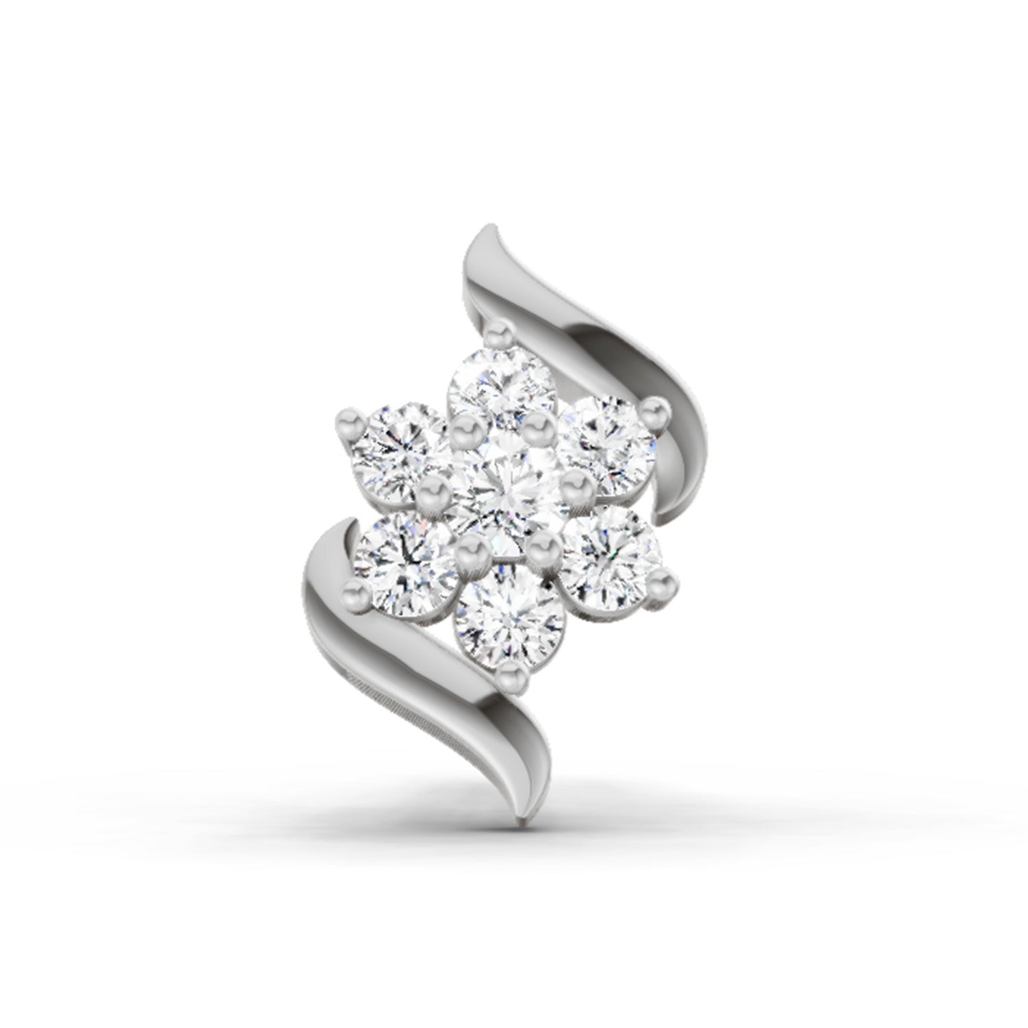 0.07 Ct Swirl Nose Pin Round Shape | 14K Yellow Gold