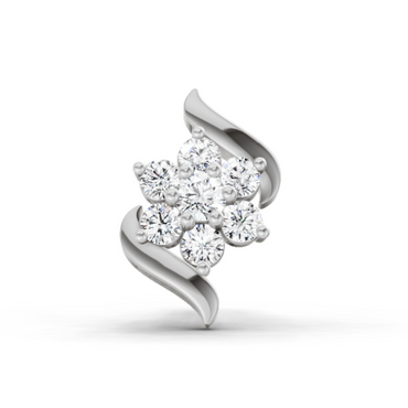 0.07 Ct Swirl Nose Pin Round Shape | 14K White Gold