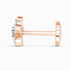 0.06 Ct Floral Stud Round Shape Nose Pin | 14K Yellow Gold