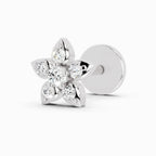 0.06 Ct Floral Stud Round Shape Nose Pin | 14K Yellow Gold