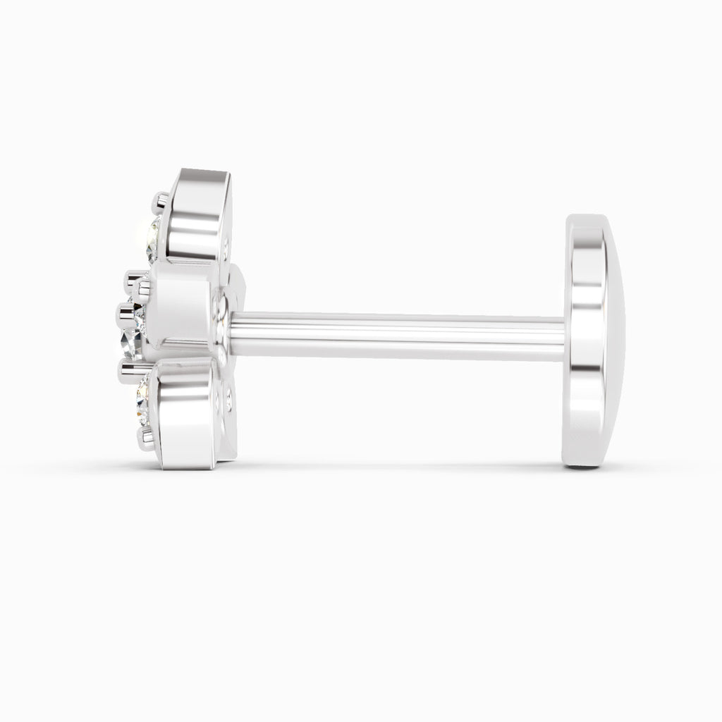 0.06 Ct Floral Stud Round Shape Nose Pin | 14K Yellow Gold