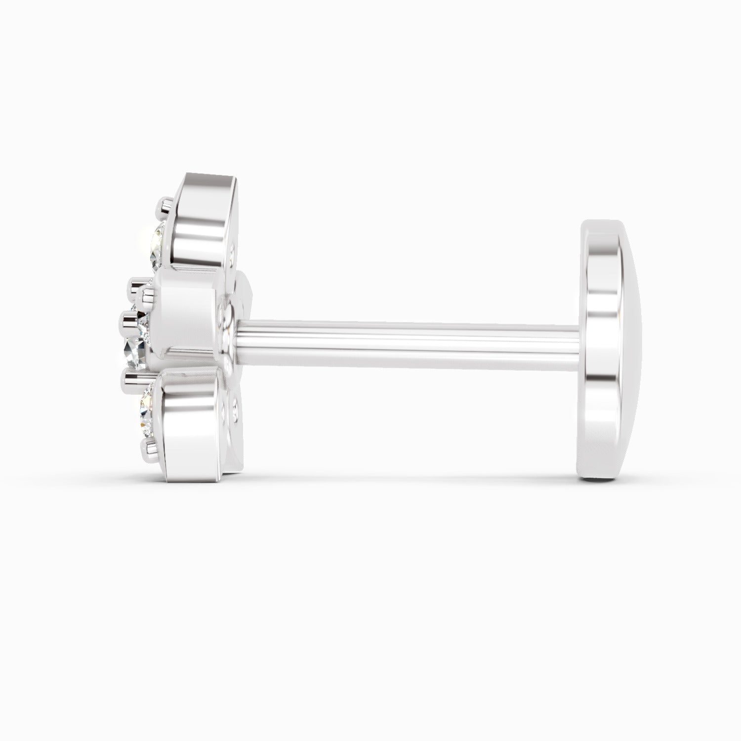 0.06 Ct Floral Stud Round Shape Nose Pin | 14K Yellow Gold