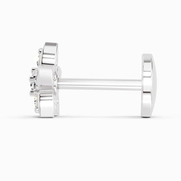 0.06 Ct Floral Stud Round Shape Nose Pin | 14K White Gold