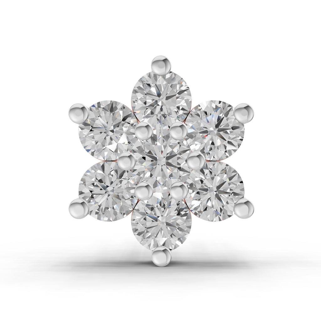 0.48 Carat Round Shape floral cluster Diamond Nose Pin | 14K Rose Gold-Screw
