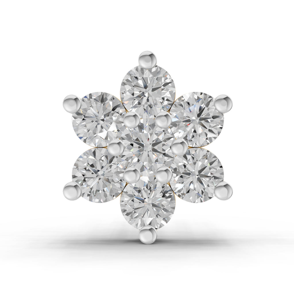 0.48 Carat Round Shape floral cluster Diamond Nose Pin | 14K Rose Gold-Screw