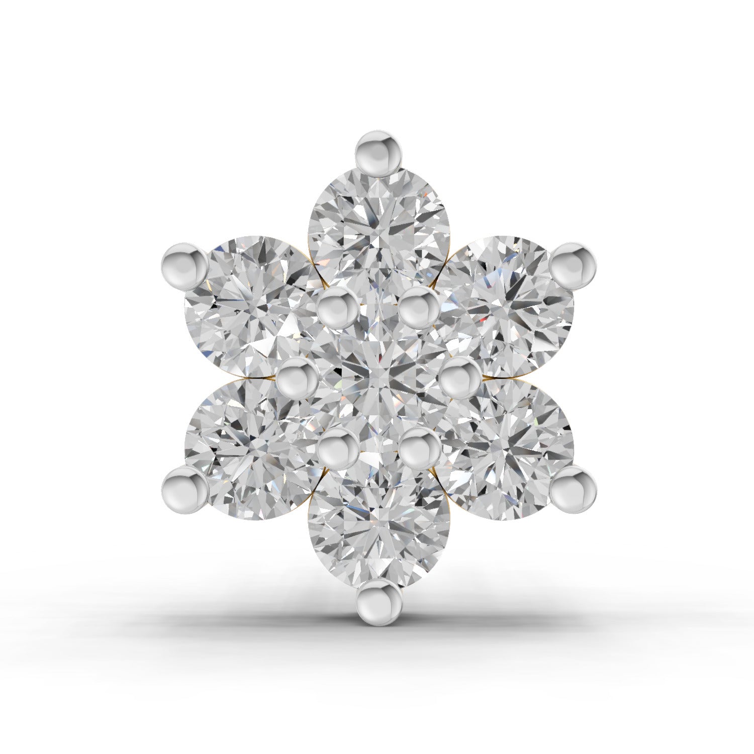 0.48 Carat Round Shape floral cluster Diamond Nose Pin | 14K Rose Gold-Screw