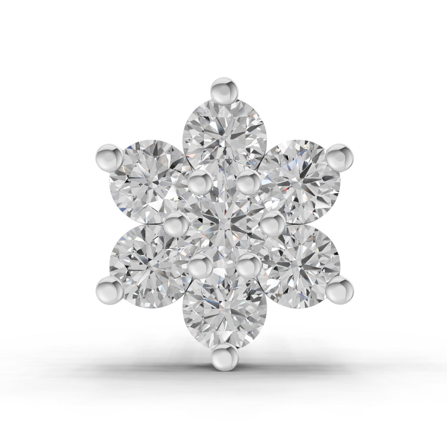 0.48 Carat Round Shape floral cluster Diamond Nose Pin | 14K Rose Gold-Screw