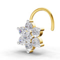 0.48 Carat Round Shape floral cluster Diamond Nose Pin | 14K Yellow Gold