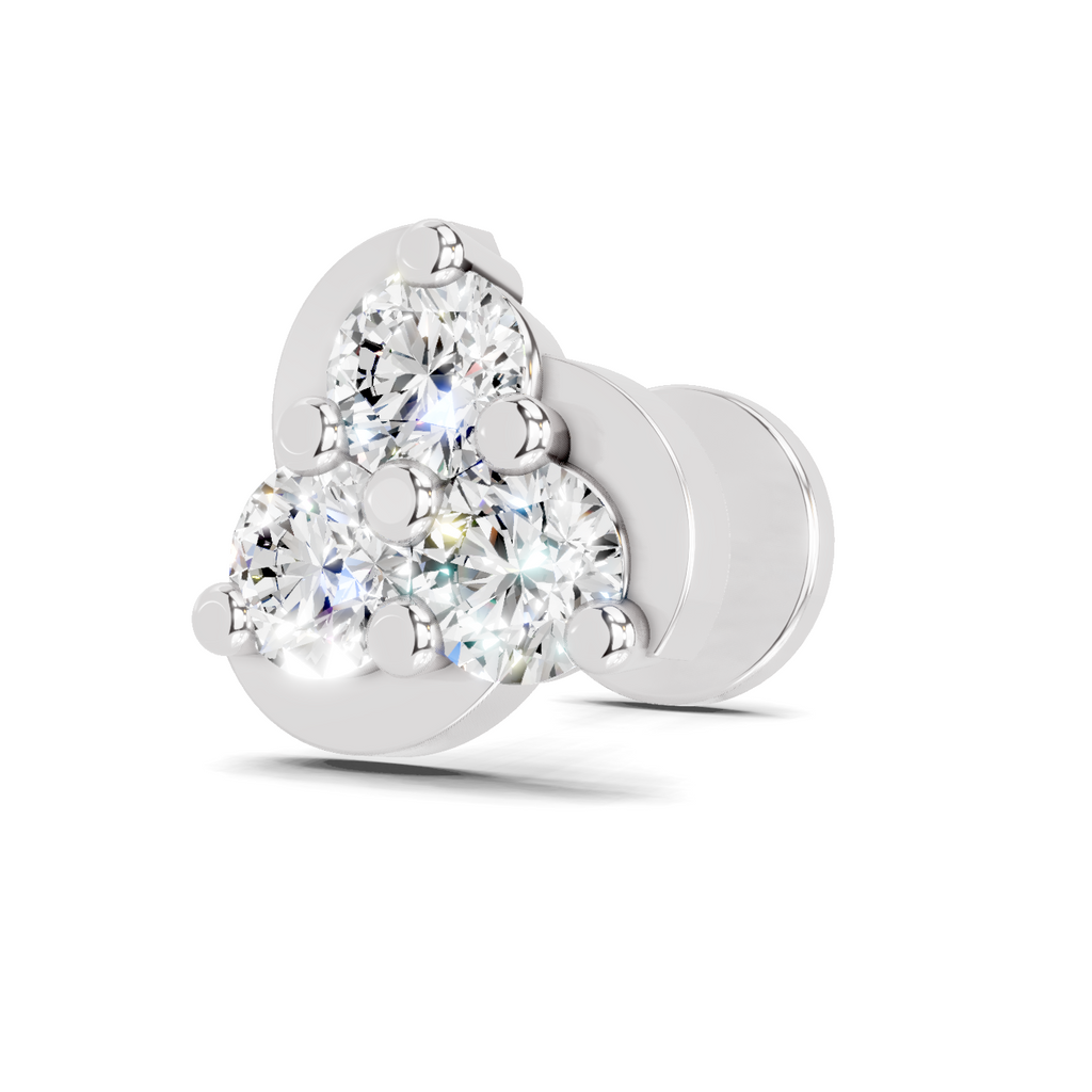 0.23 Carat Round Shape floral cluster Diamond Nose Pin | 14K Yellow Gold-Screw
