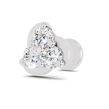 0.23 Carat Round Shape floral cluster Diamond Nose Pin | 14K White Gold-Screw