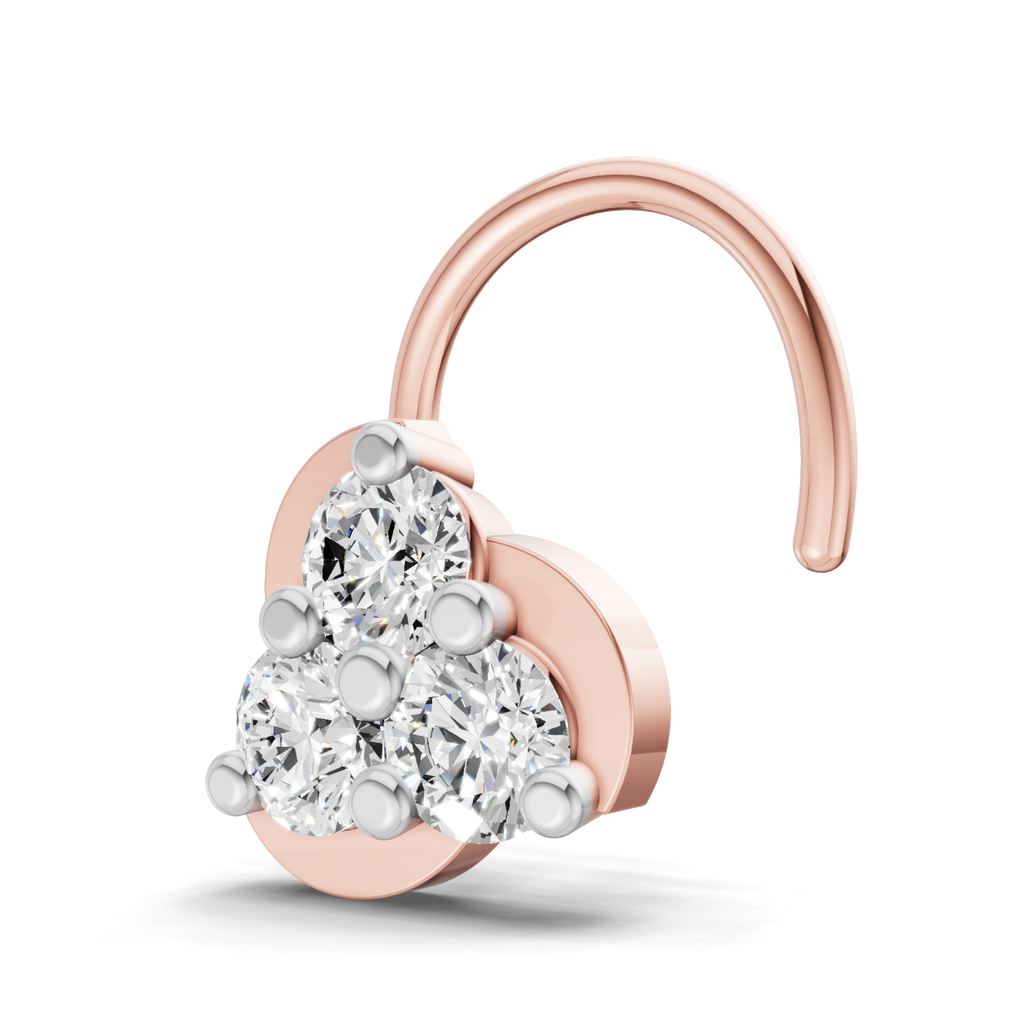 0.23 Carat Round Shape floral cluster Diamond Nose Pin | 14K Yellow Gold
