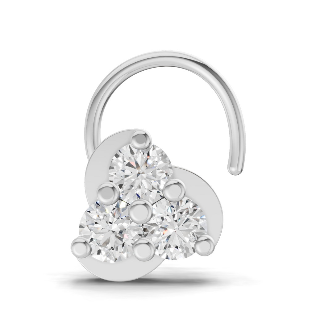 0.23 Carat Round Shape floral cluster Diamond Nose Pin | 14K Yellow Gold