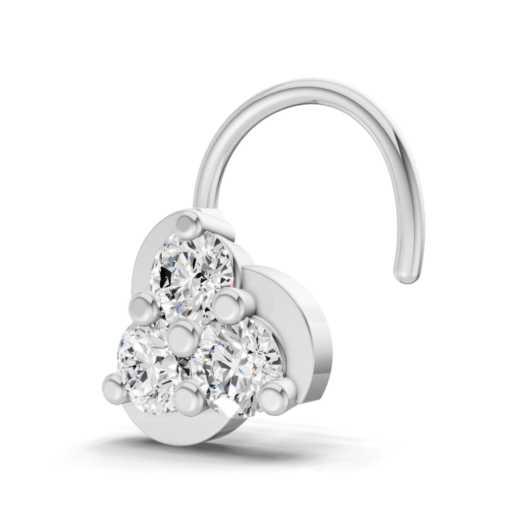 0.23 Carat Round Shape floral cluster Diamond Nose Pin | 14K Yellow Gold