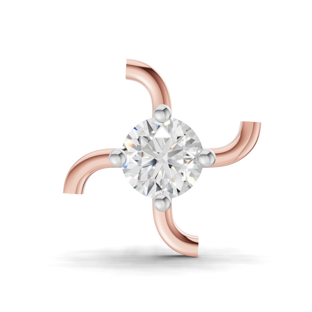 0.5 Carat Round Shape Diamond Nose Pin | 14K Yellow Gold-Screw