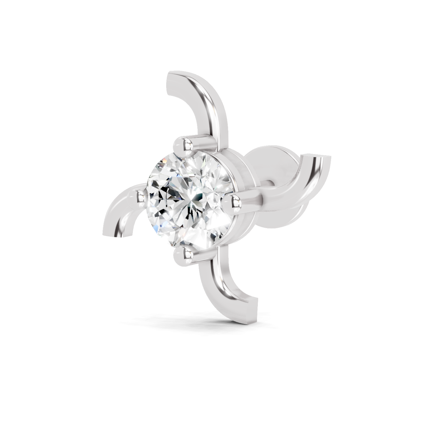 0.5 Carat Round Shape Diamond Nose Pin | 14K White Gold-Screw