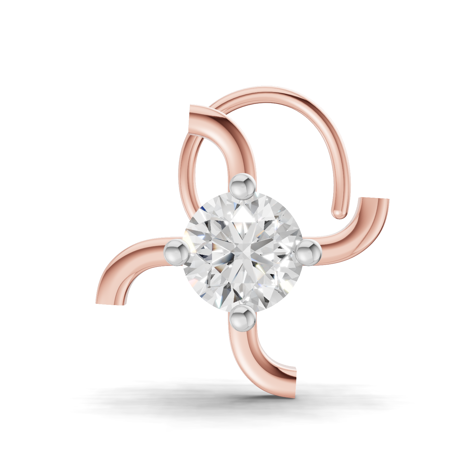 0.5 Carat Round Shape Diamond Nose Pin | 14K Rose Gold