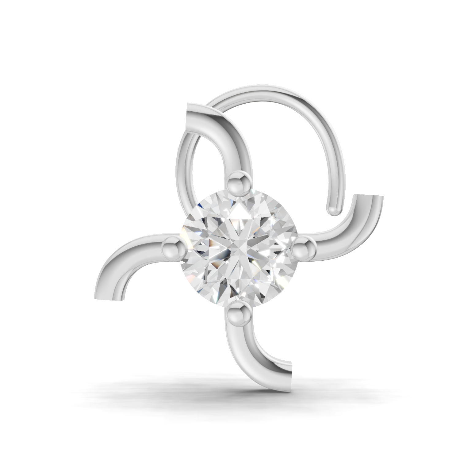0.5 Carat Round Shape Diamond Nose Pin | 14K White Gold
