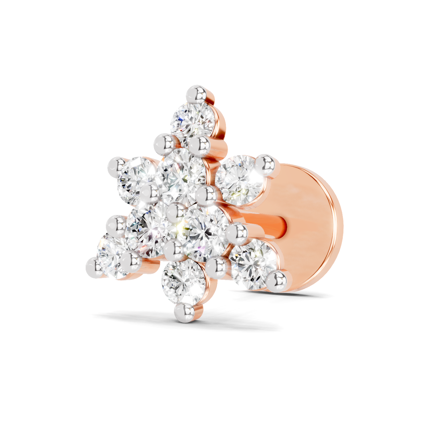 0.17 Carat Round Shape Twinkle Diamond Nose Pin | 14K Rose Gold-Screw