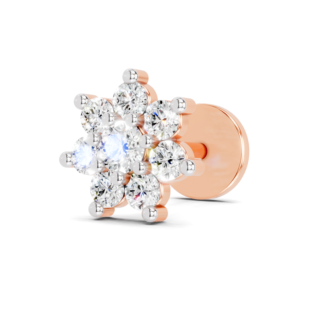 0.16 Carat Round Shape Celestial Diamond Nose Pin | 14K Yellow Gold-Screw